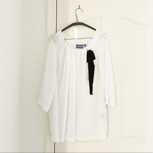Simply Vera White 3/4 Sleeve Blouse With Black Bow